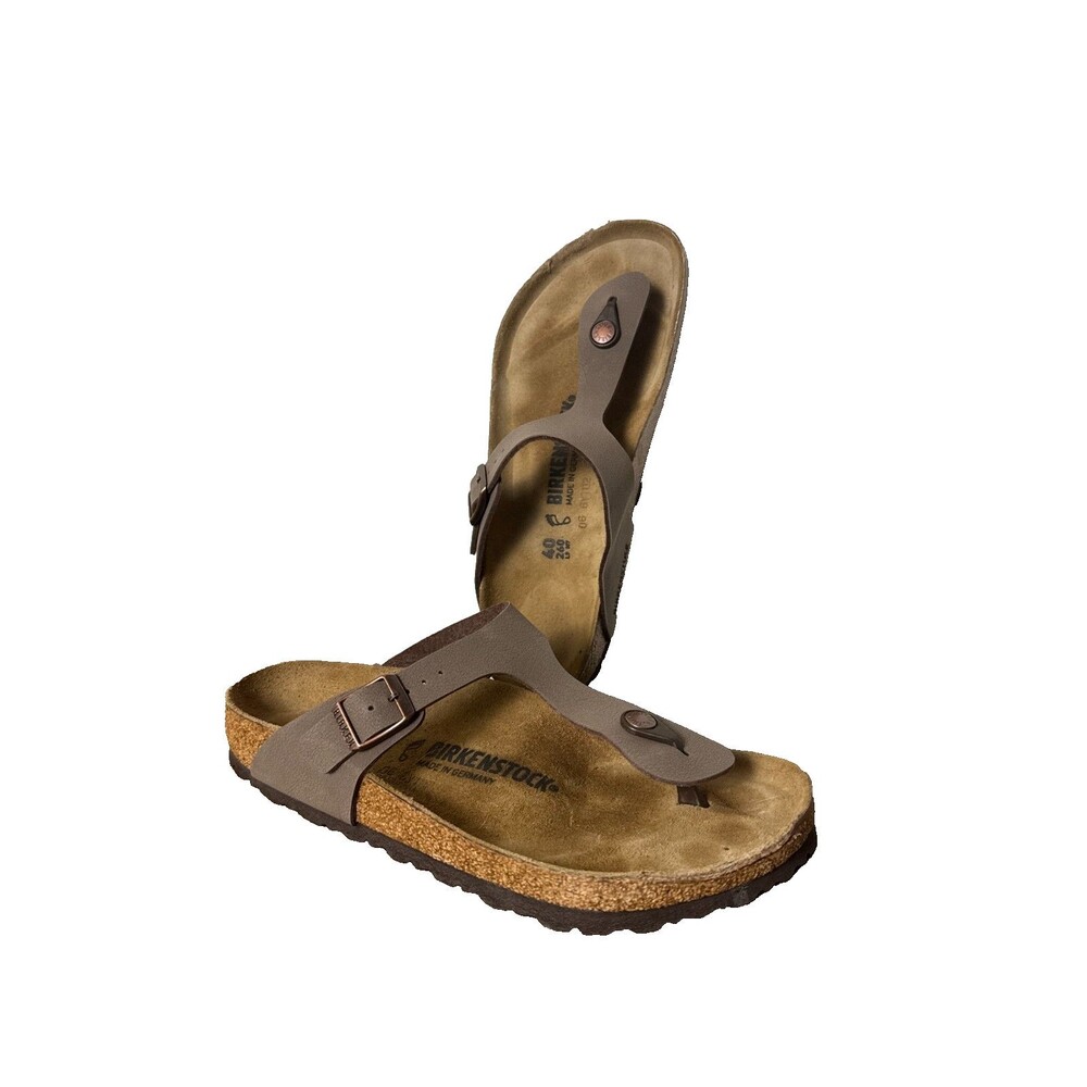 Birkenstock Brown Taupe Thong Sandals Buckle Comfort Womens Size 40 US 9 9.5